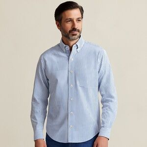 Brooks Brothers Makers Blue Pinstripe Button-Down Shirt Classic Fit Size 16-6